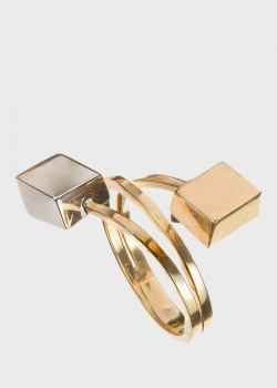 Двойное кольцо Roberto Bravo Qube с кубами, фото
