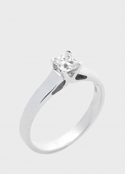 Золотое помолвочное кольцо с бриллиантом огранки радиант 0,45ct, фото