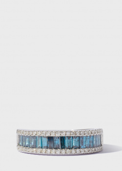 Каблучка-доріжка Roberto Bravo у блакитних та білих діамантах, фото