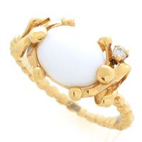 Кольцо Roberto Bravo White Dreams золотое с бриллиантом и овальным агатом, фото