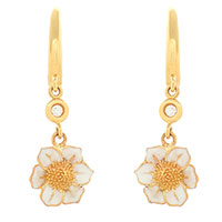 Сережки Roberto Bravo White Dreams золоті з діамантами та підвісками у вигляді квітів, фото