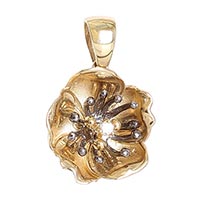 Золотий кулон на шию Roberto Bravo у формі квітки з діамантом., фото