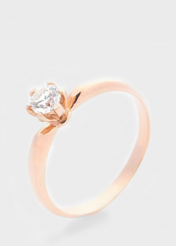 Помолвочное кольцо с бриллиантом 0,27ct из красного золота, фото