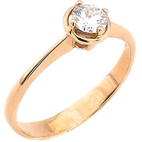 Золотое помолвочное кольцо с круглым бриллиантом, фото
