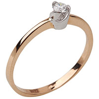 Золотое кольцо с бриллиантом в контрастной оправе, фото