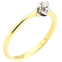 Кольцо с бриллиантом из желтого золота, фото