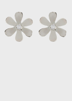 Сережки-пусети Luv Aj Daisy Silver у вигляді квітки з цирконієм, фото