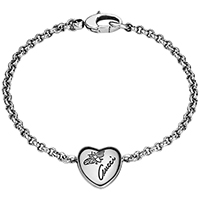 Тонкий серебряный браслет Gucci Flora с подвеской в форме сердца и гравировкой, фото