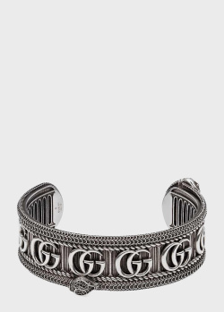 Жесткий браслет Gucci Double G с декором в форме змей, фото