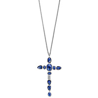Срібна каблучка Gucci Raindrop з підвіскою у вигляді хреста з синім камінням, фото