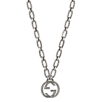 Ожерелье Gucci Interlocking G с малой текстурированной подвеской, фото
