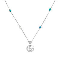 Ожерелье Gucci GG Marmont с подвеской-логотип G и драгоценных камней, фото
