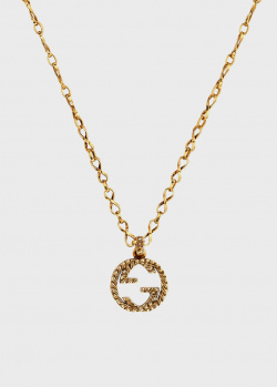 Золотий ланцюжок Gucci з підвіскою у вигляді переплетених літер, фото