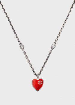 Колье Gucci Epilogue в форме сердца c эмалевым покрытием, фото