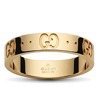 Женское кольцо Gucci Icon из полированного золота с фирменным тиснением, фото