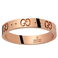 Тонкое кольцо Gucci Icon из полированного розового золота с тиснением, фото