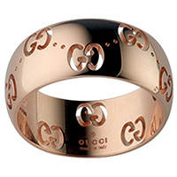 Широкое кольцо Gucci Icon из розового золота с фирменным тиснением, фото
