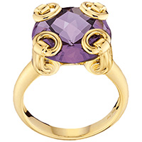 Золотое кольцо Gucci Horsebit с крупным фиолетовым аметистом, фото