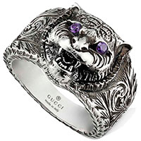 Серебряное кольцо Gucci Garden с фиолетовыми фианитами, фото