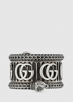 Широкое кольцо Gucci Double G с отделкой в виде змеи, фото
