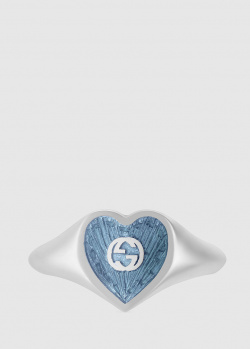 Каблучка Gucci із серцем із блакитної емалі, фото