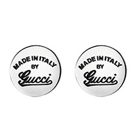 Жіночі срібні сережки-гвоздики Gucci Craft з вигравіруваним написом, фото