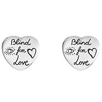 Сережки-гвоздики Gucci Blind for love зі срібла з романтичним гравіюванням, фото