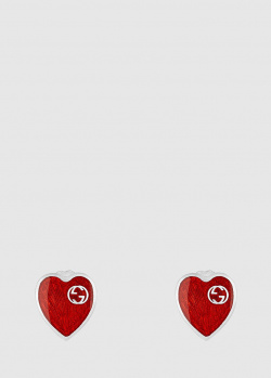 Серебряные серьги Gucci в форме сердца, фото