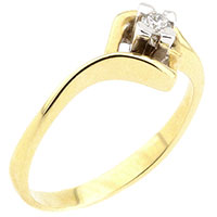 Кольцо с белым бриллиантом из желтого золота, фото