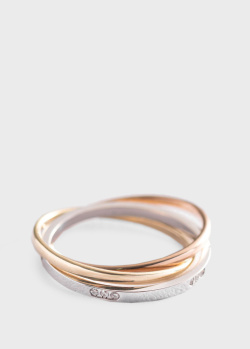 Трехрядное кольцо из трех цветов золота, фото