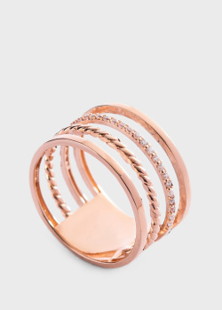 Четырехрядное кольцо с фианитами из красного золота, фото