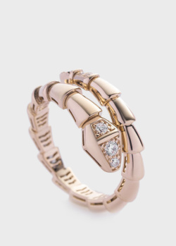 Золотое кольцо Змея с белыми фианитами, фото