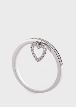 Кольцо с бриллиантами с подвеской в виде сердца, фото