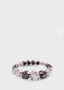 Кольцо-дорожка в белых и черных бриллиантах, фото
