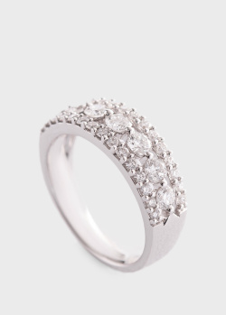 Золотое широкое кольцо с бриллиантами, фото