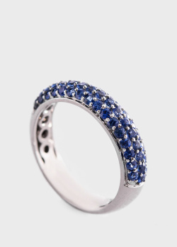 Золотое кольцо с синими сапфирами, фото