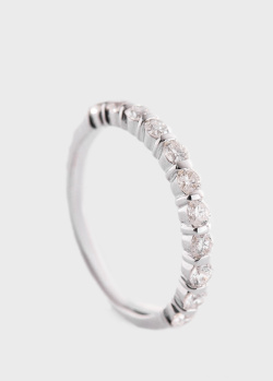 Кольцо с дорожкой бриллиантов из белого золота, фото