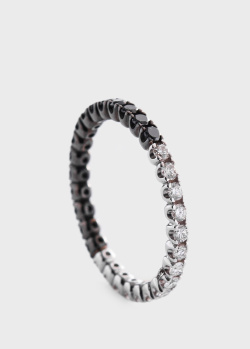 Кольцо с белыми и черными бриллиантами из золота, фото