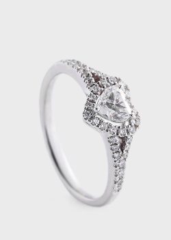 Кольцо с бриллиантами Сердечко из белого золота, фото