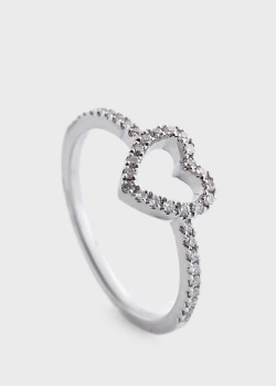 Золотое кольцо Сердечко с бриллиантами, фото