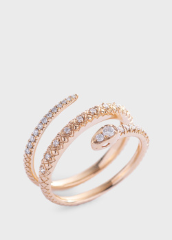 Золотое кольцо Змея с бриллиантами, фото