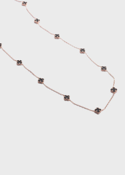 Золотое ожерелье Клевер с черным ониксом, фото