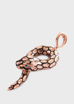 Кулон из золота Змея с узором из эмали, фото