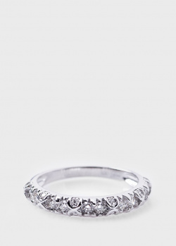 Перстень з діамантовою доріжкою з білого золота., фото
