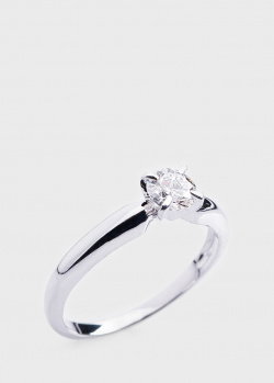 Золотое помолвочное кольцо с бриллиантом 0,42ct, фото
