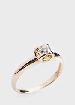 Помолвочное кольцо с бриллиантом 0,31ct из желтого золота, фото