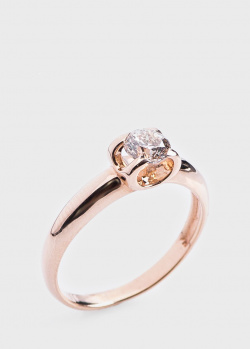 Помолвочное кольцо из красного золота с бриллиантом 0,41ct, фото