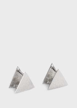 Серьги Треугольники в белом золоте, фото