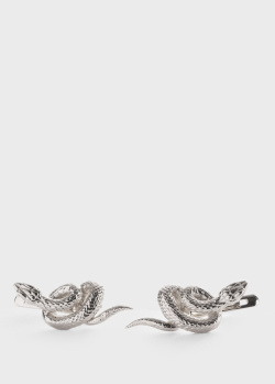 Золоті сережки у формі змії з фіанітами, фото
