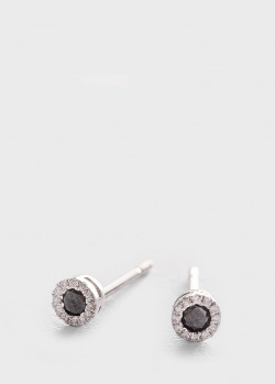 Серьги-гвоздики с черными и белыми бриллиантами, фото